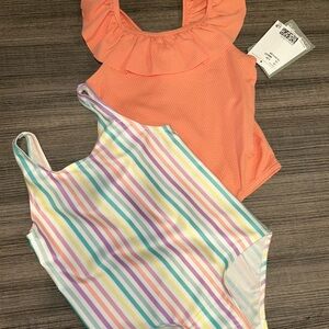 H&M Striped and Orange Ruffle toddler girl Swimsuits